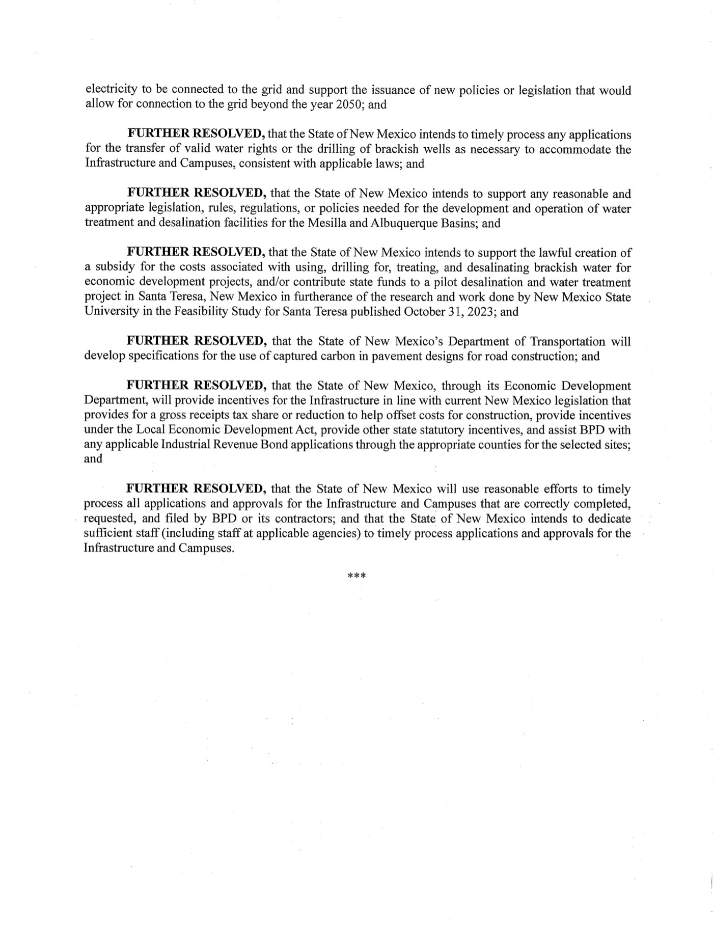 Page 3 of the executed Memorandum of Understanding between the State of New Mexico and BorderPlex Digital Assets, LLC